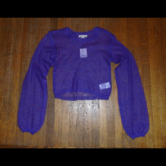 Urban Outfitters Purple Mesh Sweater Crop Top - Picture 3 of 4